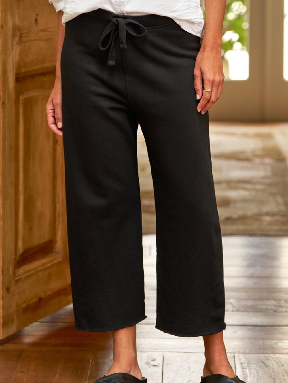 Frank & Eileen Catherine Favorite Crop Wide Leg Sweatpant BlackTriple Terry  M